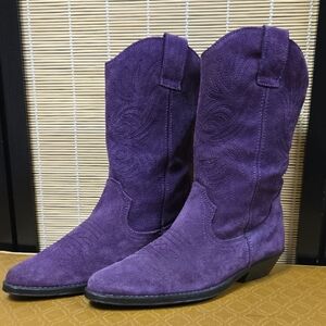 Vintage Purple Suede Women's Cowboy Boots